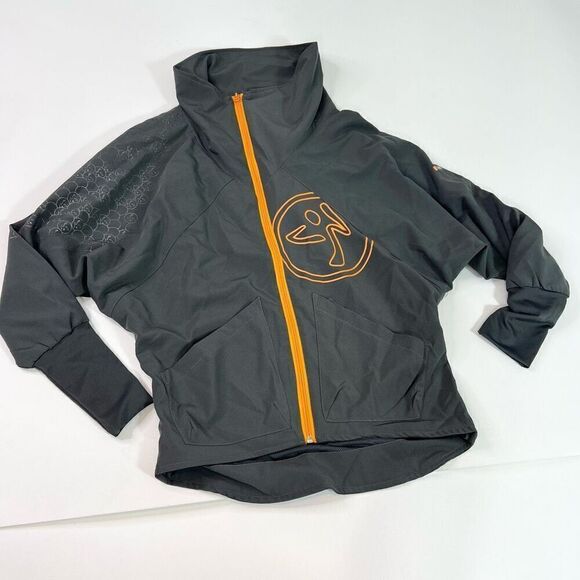 Zumba Wear Jacket Womens Small Gray Full-Zip Activewear Long-Sleeve Stand-Up Col - Picture 1 of 9